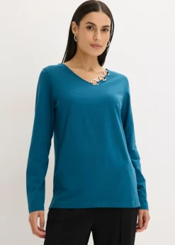 Mujer bonprix bonprix Camiseta de manga larga con ojales