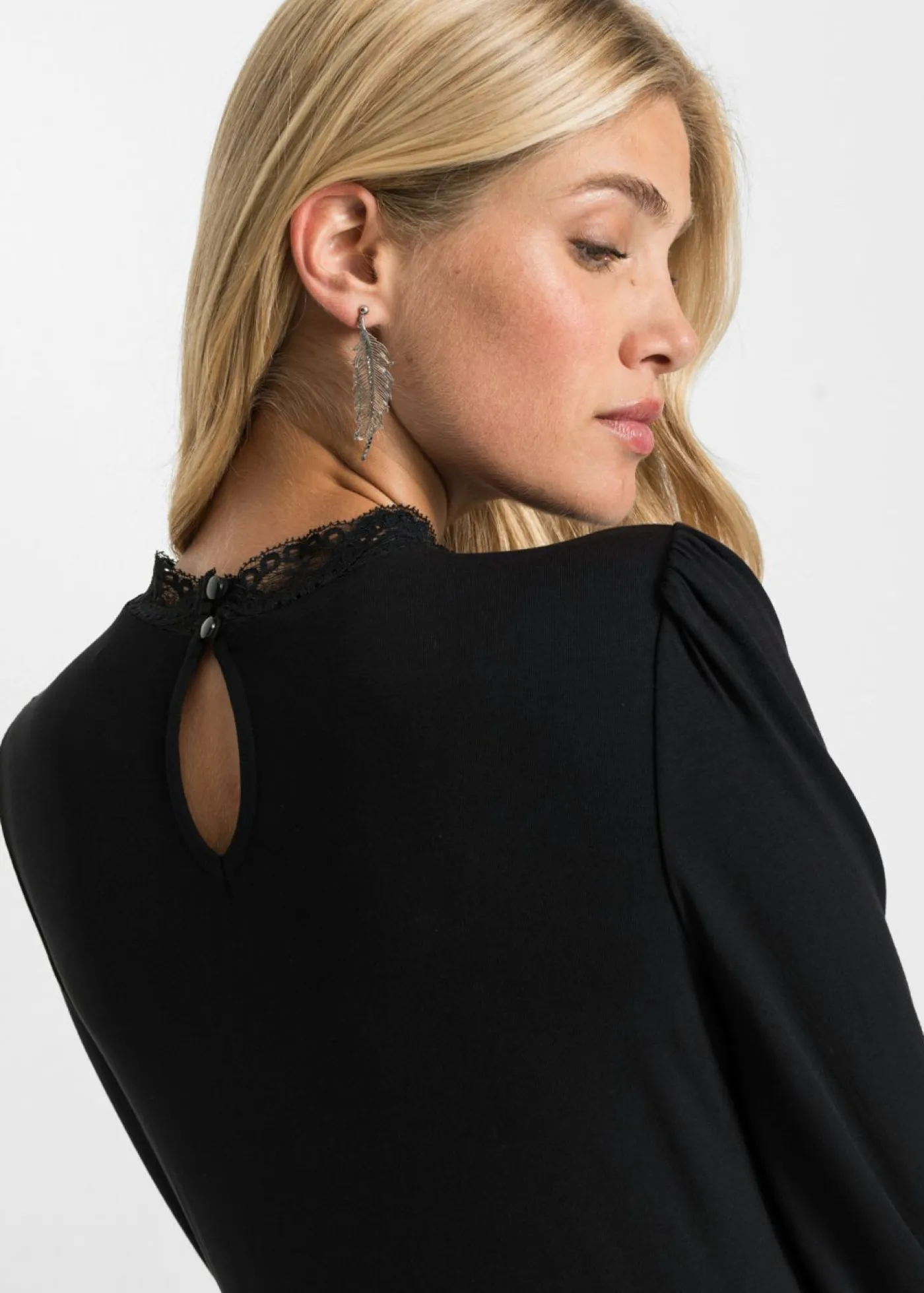 Mujer bonprix bonprix Camiseta de manga larga con encaje