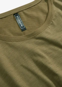 bonprix bonprix Camisetas>Camiseta de manga larga de algodón puro Verde oliva