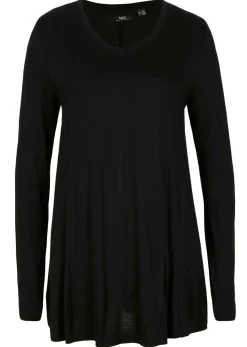 bonprix bonprix Camisetas>Camiseta de manga larga de viscosa suave Negro