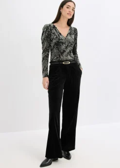 Mujer bonprix bonprix Camiseta de manga larga de terciopelo dévoré