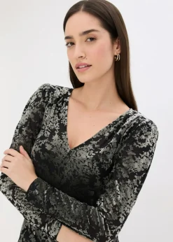 Mujer bonprix bonprix Camiseta de manga larga de terciopelo dévoré