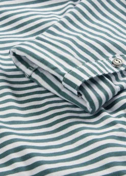 bonprix bonprix Camisetas|Novedades>Camiseta de manga larga de algodón puro Verde-Blanco de rayas