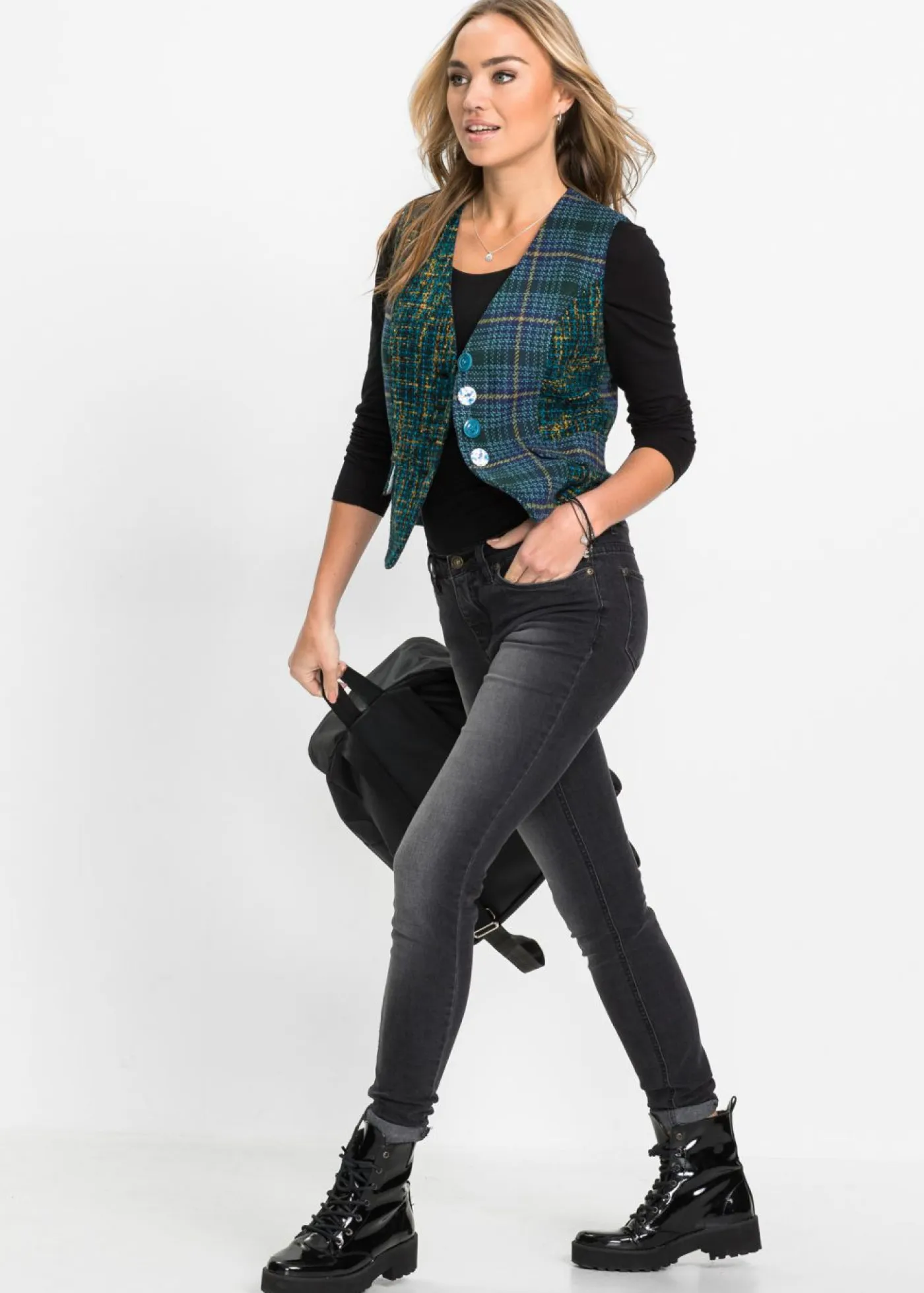 bonprix bonprix Camisetas>Camiseta de manga larga de algodón puro Negro