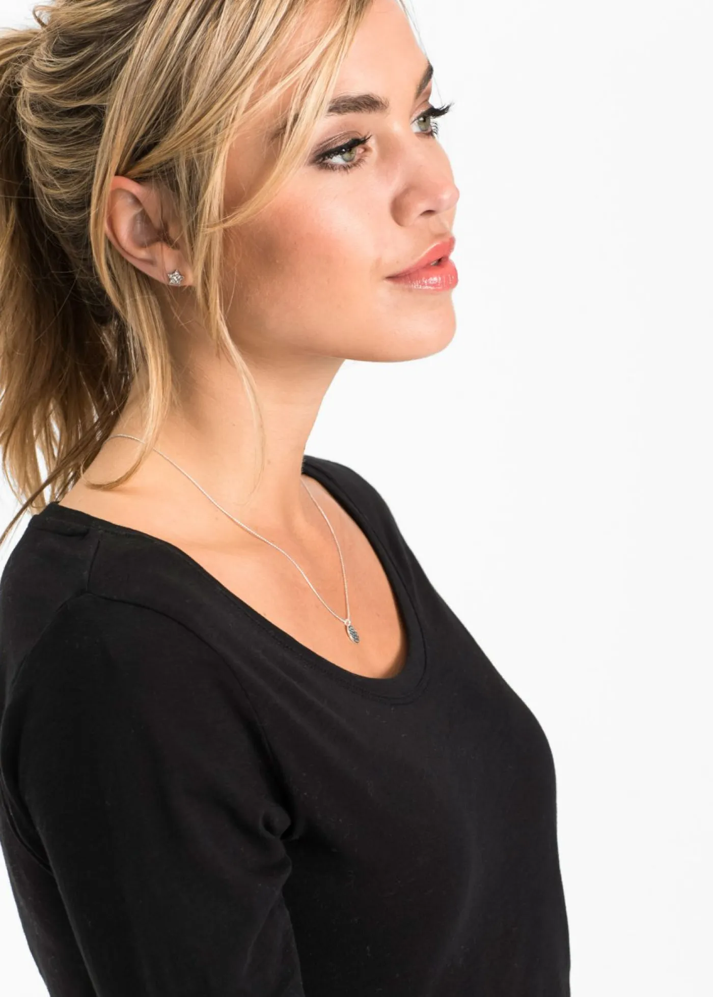 bonprix bonprix Camisetas>Camiseta de manga larga de algodón puro Negro