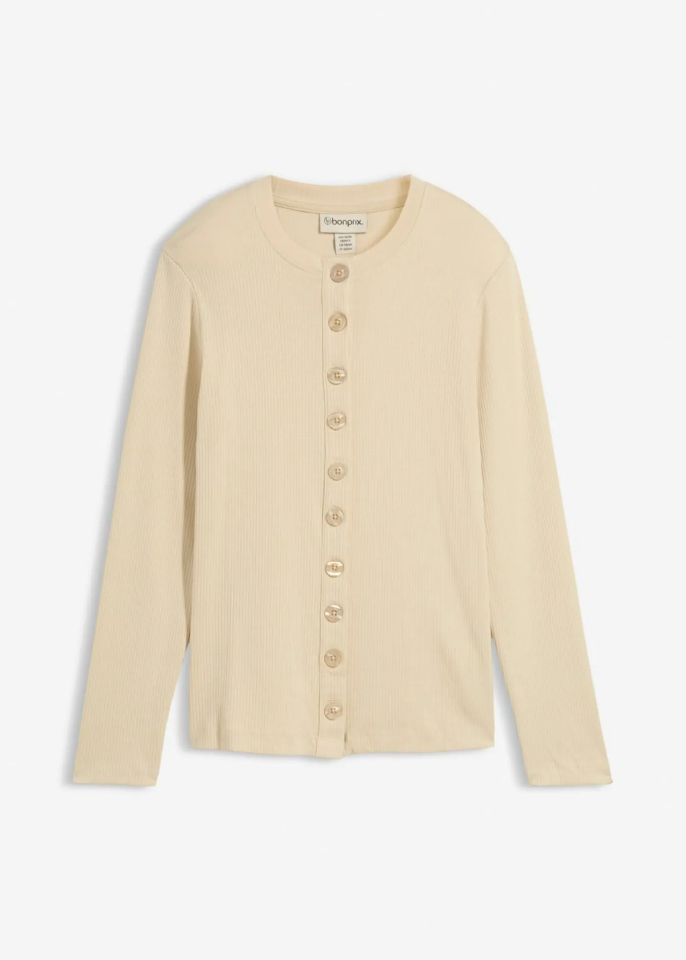 Mujer bonprix bonprix Camiseta de manga larga de canalé de algodón puro