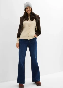 Mujer bonprix bonprix Camiseta de manga larga de canalé de algodón puro