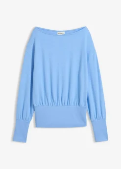 bonprix bonprix Camisetas|Novedades>Camiseta de manga larga de suave mezcla de viscosa azul provenzal