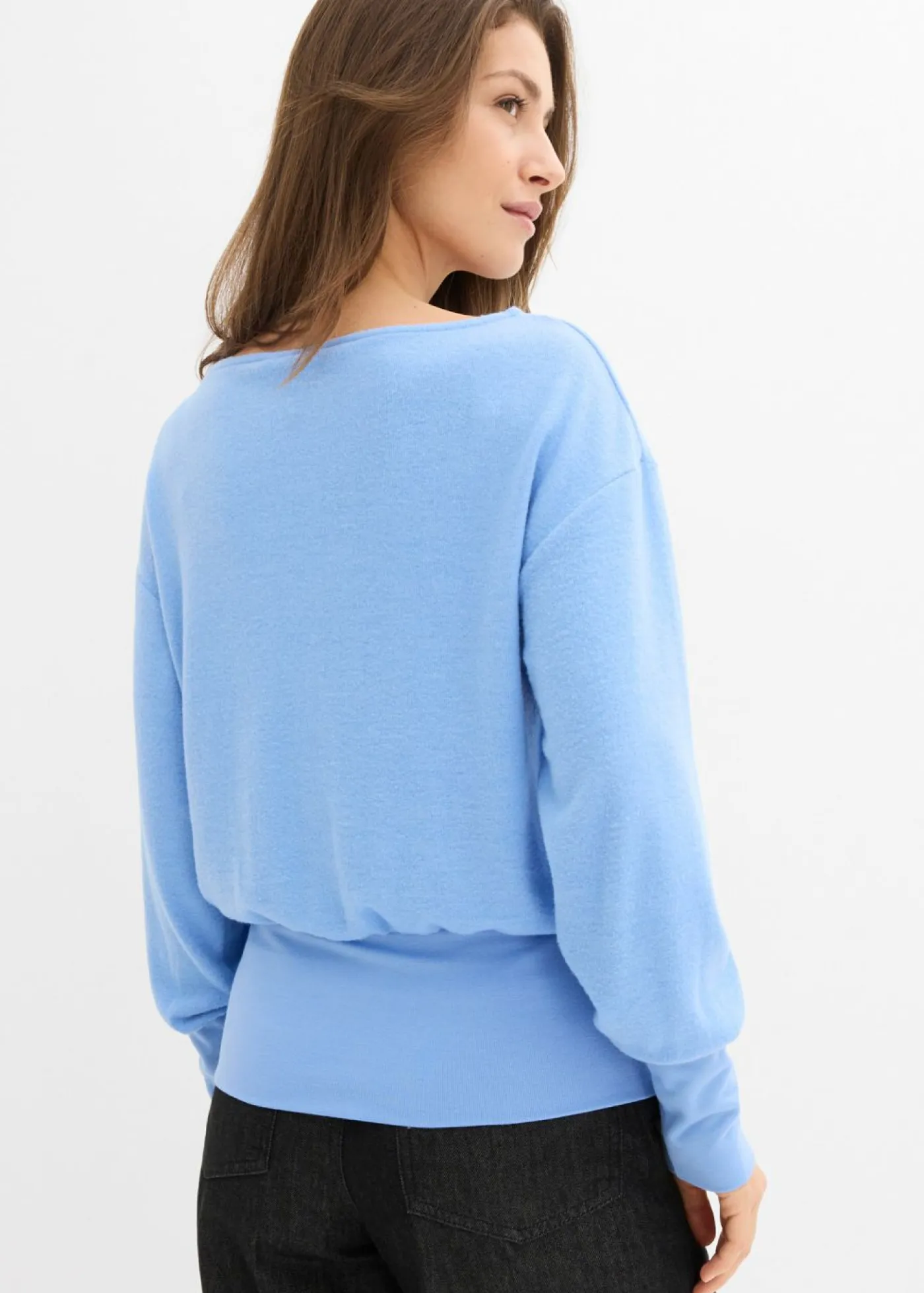 bonprix bonprix Camisetas|Novedades>Camiseta de manga larga de suave mezcla de viscosa azul provenzal