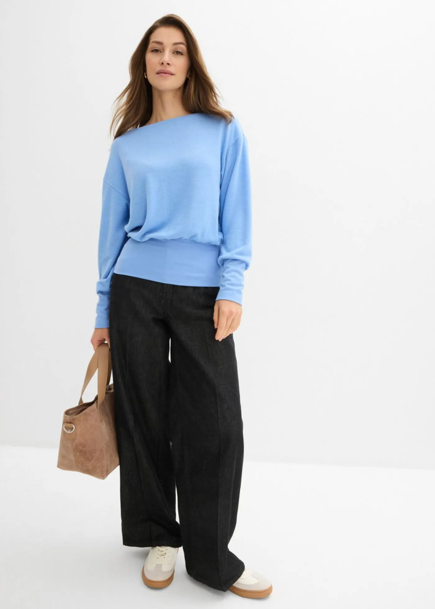 bonprix bonprix Camisetas|Novedades>Camiseta de manga larga de suave mezcla de viscosa azul provenzal