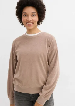 bonprix bonprix Básicos|Camisetas>Camiseta de manga larga de felpa Marrón grisáceo