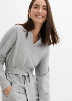 Mujer bonprix bonprix Camiseta de manga larga de mezcla de viscosa con cinta ancha para atar