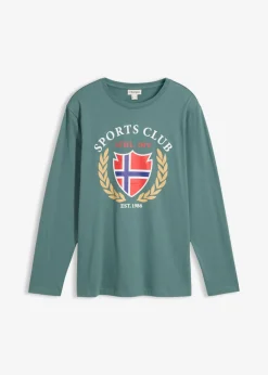 bonprix bonprix Camisetas Y Polos>Camiseta de manga larga de algodón puro Verde grisáceo