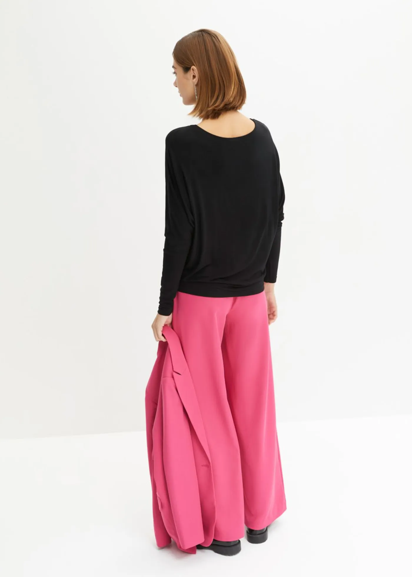 bonprix bonprix Camisetas>Camiseta de manga larga de suave mezcla de viscosa Negro