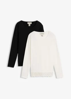 Mujer bonprix bonprix Camiseta de manga larga de algodón puro (2 unidades)