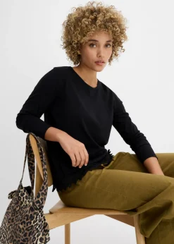 Mujer bonprix bonprix Camiseta de manga larga de algodón puro (2 unidades)