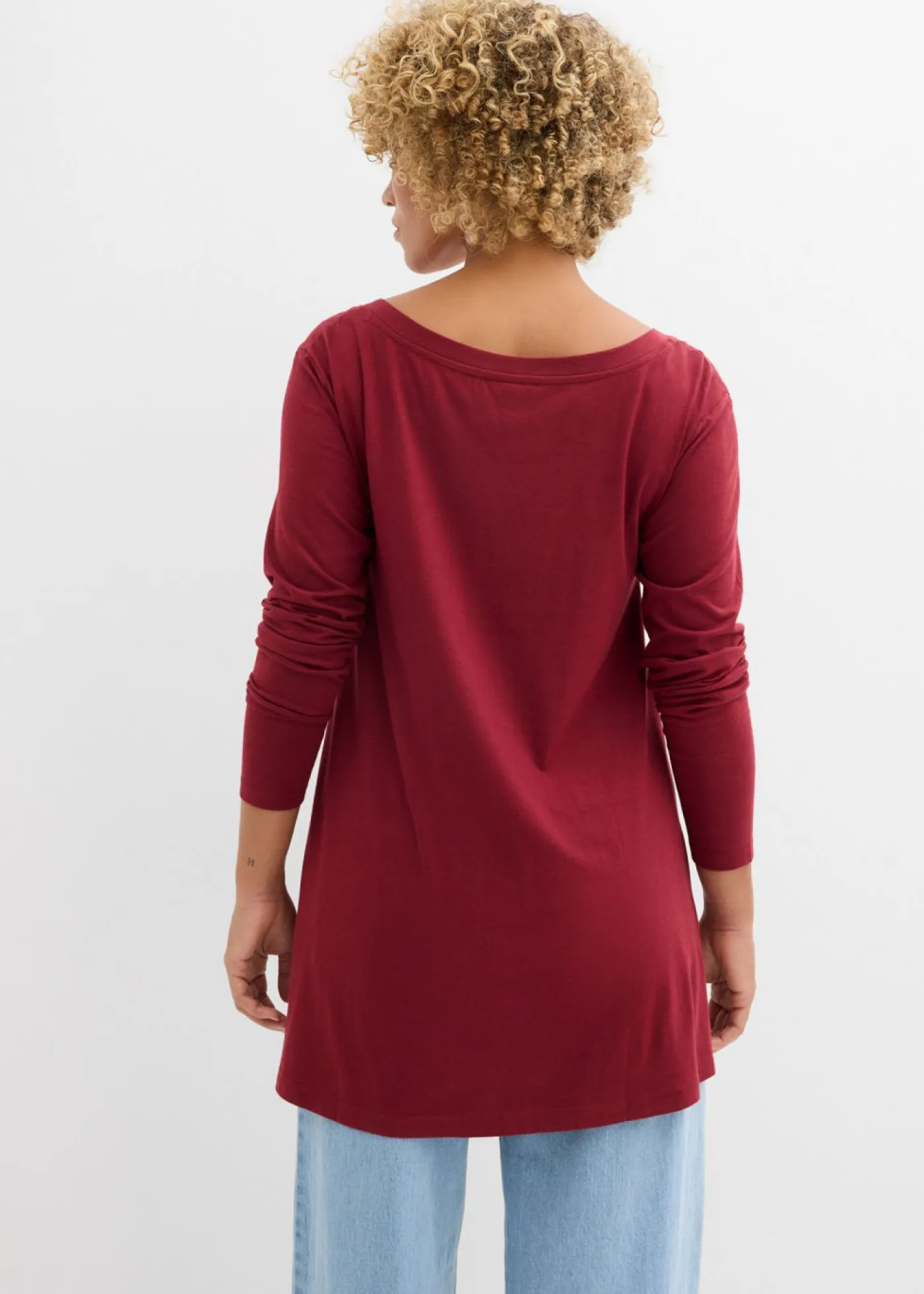 bonprix bonprix Camisetas>Camiseta de manga larga de mezcla de viscosa y algodón Ciruela