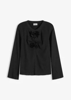 Mujer bonprix bonprix Camiseta de manga larga de crepé estructurado