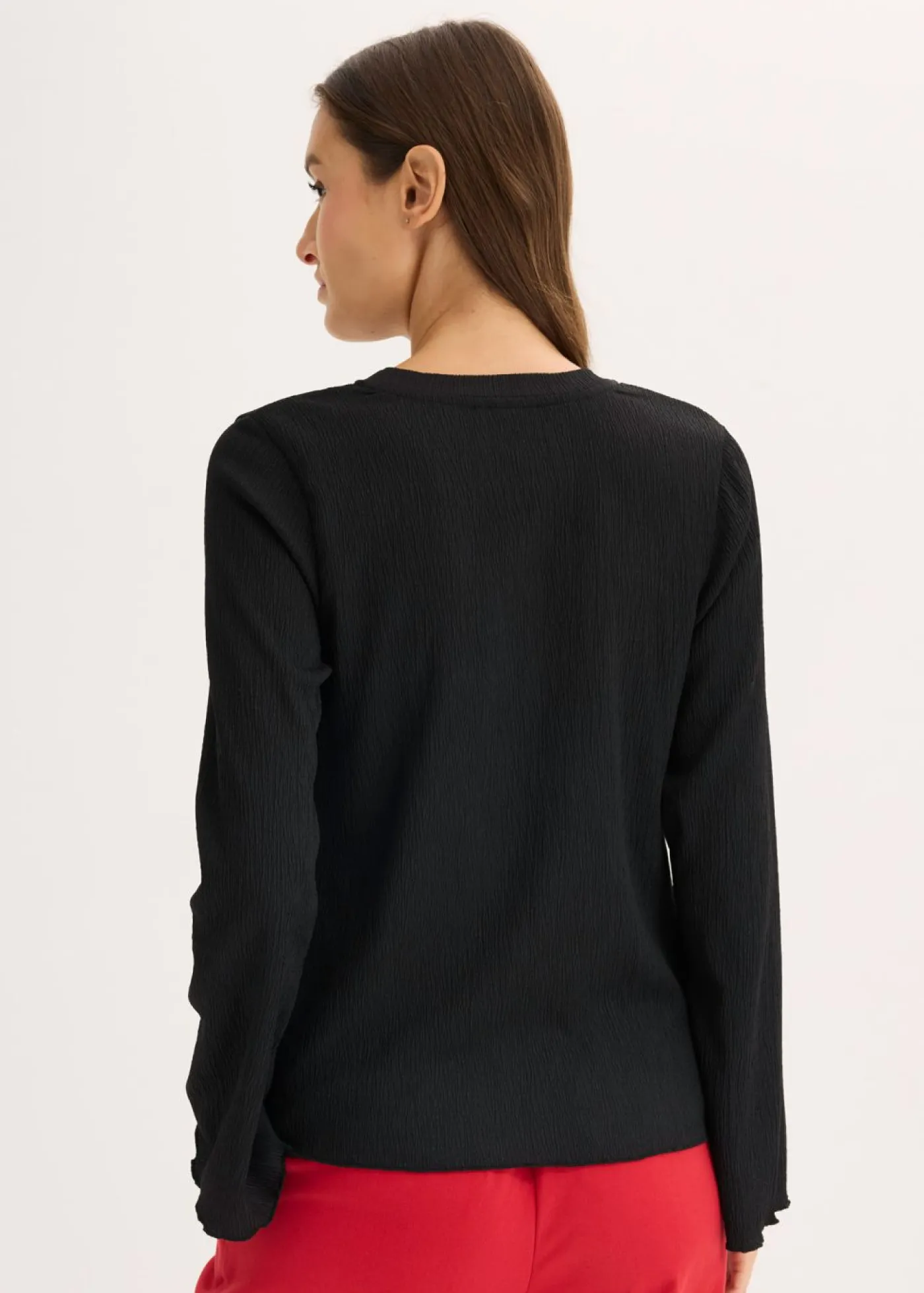 Mujer bonprix bonprix Camiseta de manga larga de crepé estructurado