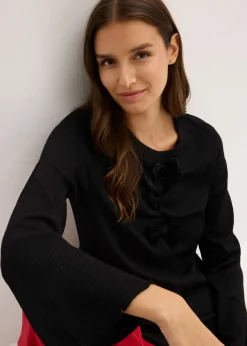 Mujer bonprix bonprix Camiseta de manga larga de crepé estructurado