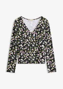 bonprix bonprix Camisetas|Novedades>Camiseta de manga larga de mezcla de algodón Negro