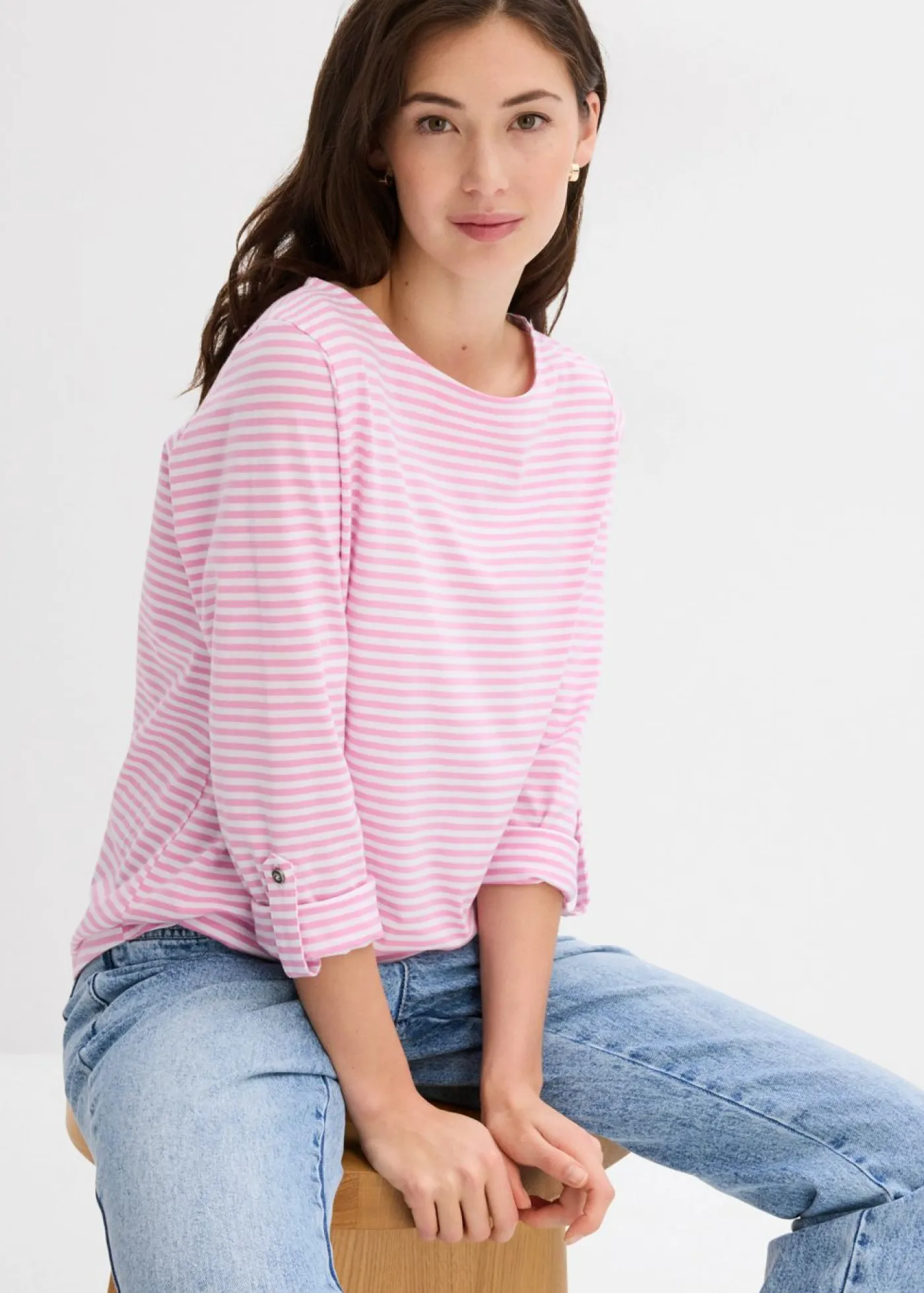 Mujer bonprix bonprix Camiseta de manga larga de algodón puro