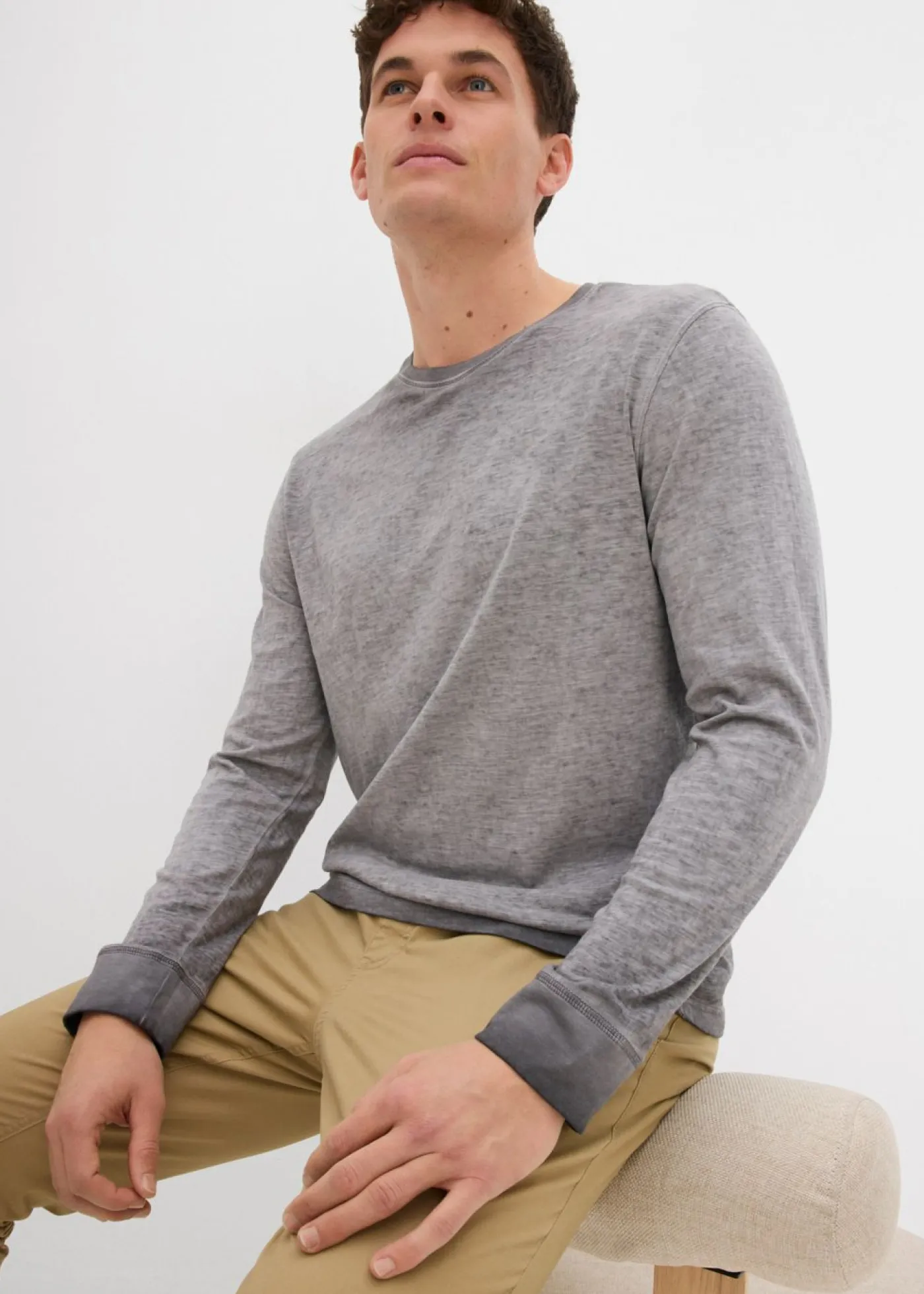 bonprix bonprix Camisetas Y Polos>Camiseta de manga larga de algodón orgánico (2 unidades) índigo+pizarra