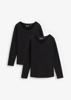 bonprix bonprix Básicos|Camisetas>Camiseta de manga larga (2 unidades) Negro-negro