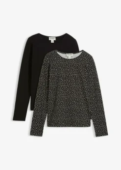 Mujer bonprix bonprix Camiseta de manga larga (2 unidades) de mezcla de algodón y elastano