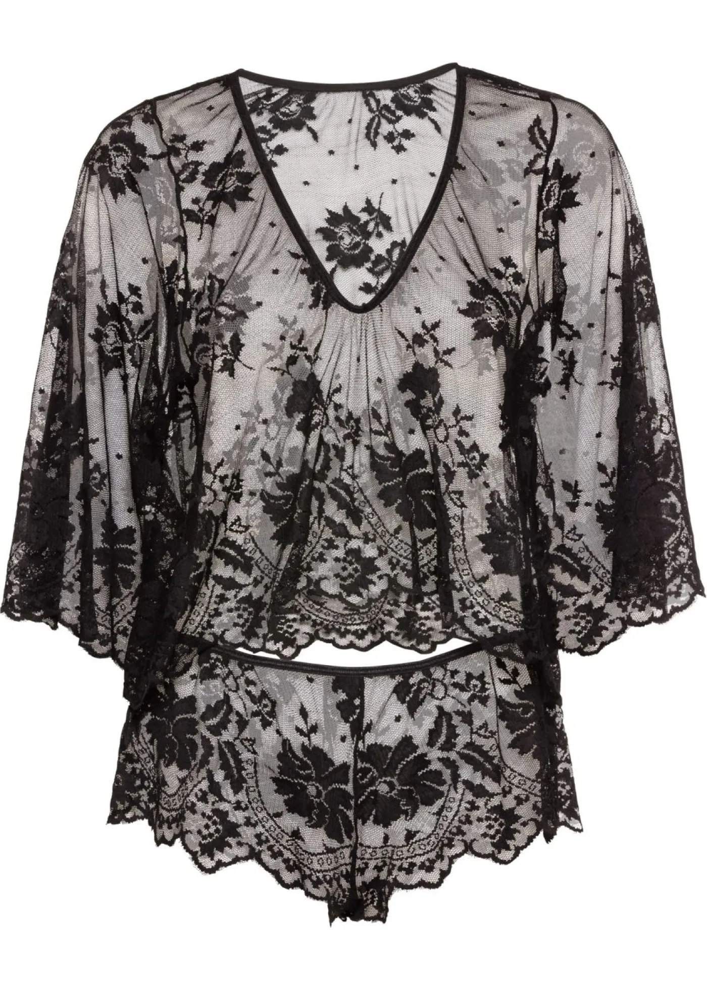 bonprix VENUS Corsés|Lencería>Camiseta de manga larga y braga (2 unidades) Negro