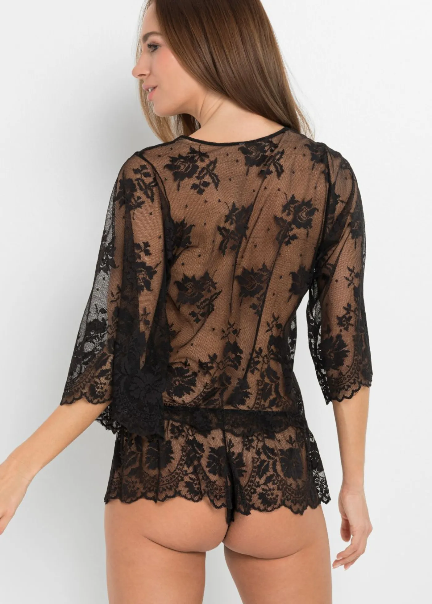 bonprix VENUS Corsés|Lencería>Camiseta de manga larga y braga (2 unidades) Negro