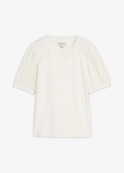 bonprix bonprix Camisetas|Novedades>Camiseta de mezcla de algodón Blanco lana