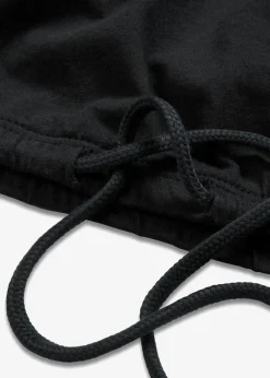 bonprix bonprix Camisetas>Camiseta de mezcla de algodón y viscosa con detalle de lazo en el dobladillo Negro