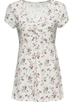 bonprix bonprix Camisetas|Novedades>Camiseta de mezcla de viscosa Blanco de flores