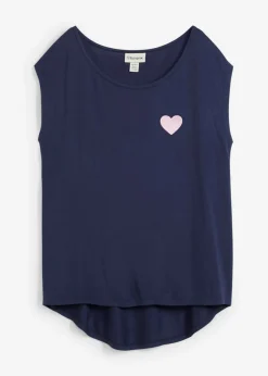 bonprix bonprix Camisetas>Camiseta de mezcla de viscosa fluida con dobladillo asimétrico azul marino/rosa cristal