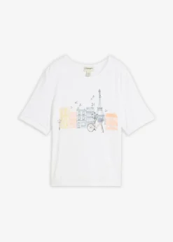 bonprix bonprix Camisetas>Camiseta de mezcla de viscosa Blanco
