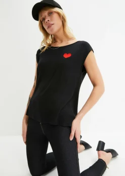 Mujer bonprix bonprix Camiseta de mezcla de viscosa fluida con dobladillo asimétrico