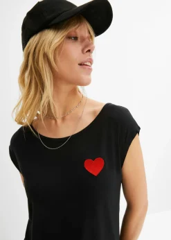 Mujer bonprix bonprix Camiseta de mezcla de viscosa fluida con dobladillo asimétrico