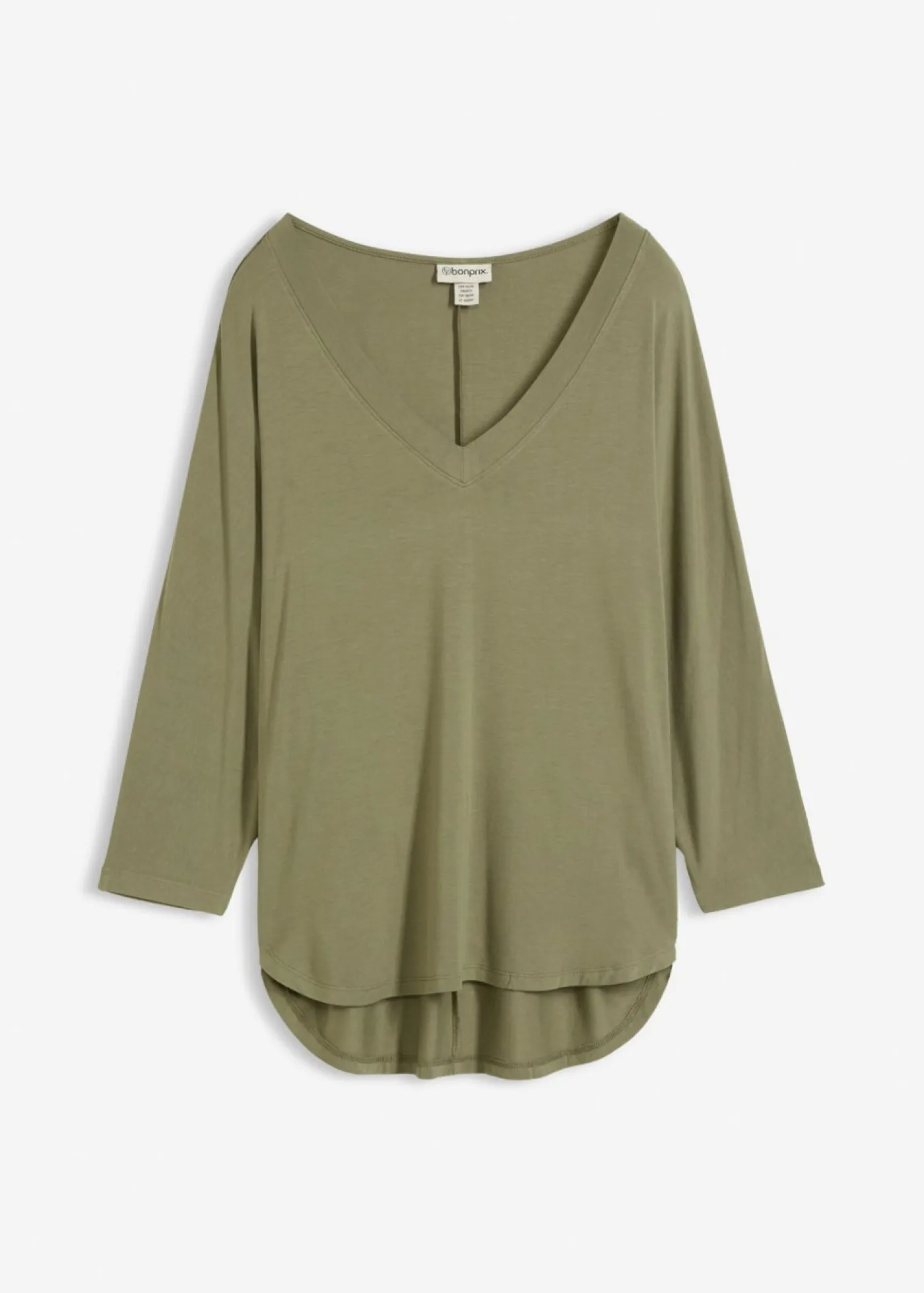 bonprix bonprix Camisetas|Novedades>Camiseta de mezcla de viscosa fluida Verde oliva