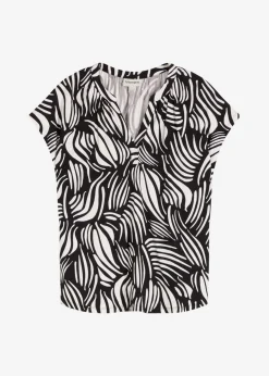 bonprix bonprix Camisetas>Camiseta de mezcla de viscosa suave con cuello henley Negro-blanco lana