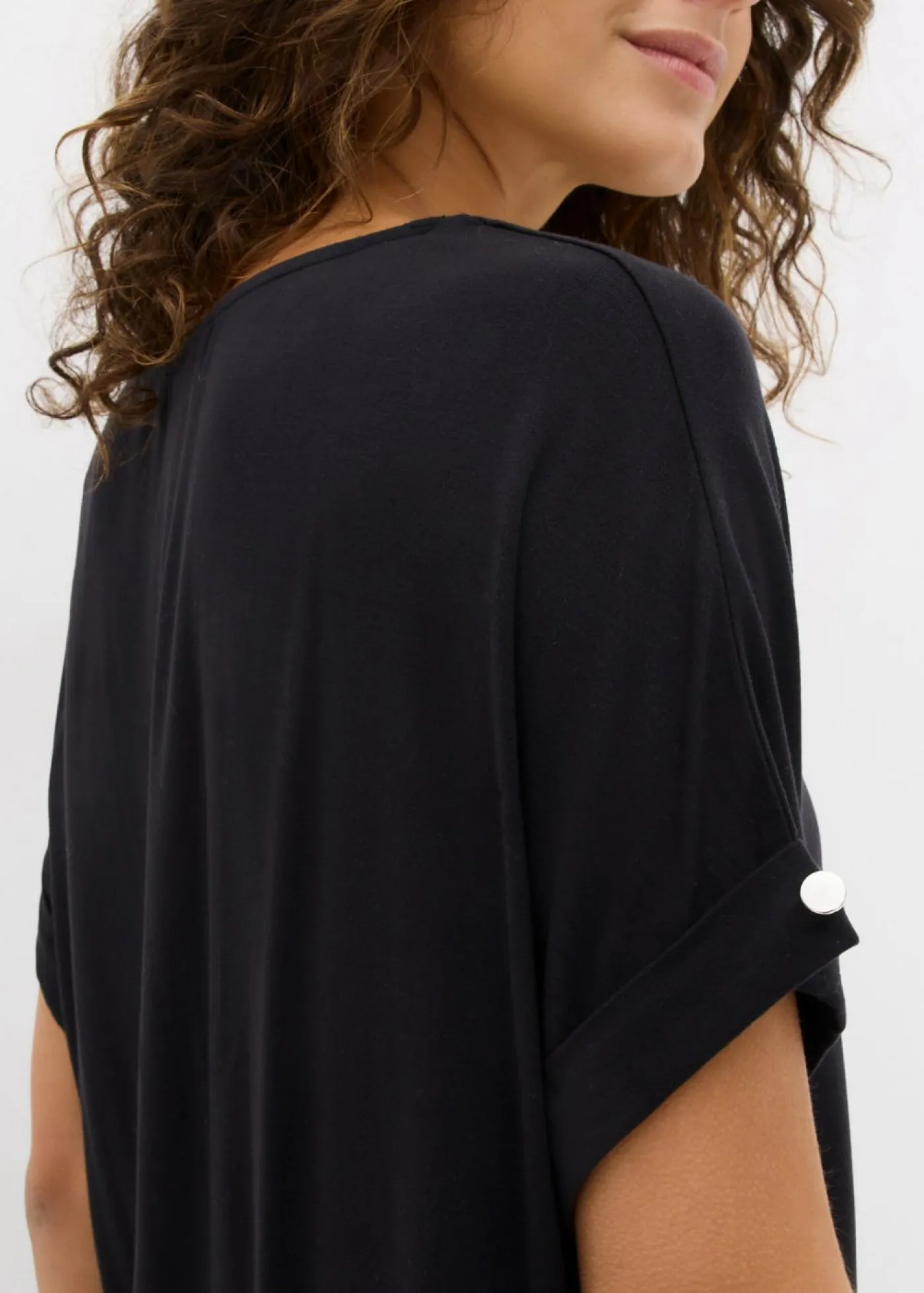 bonprix bonprix Camisetas>Camiseta de mezcla de viscosa fluida Negro