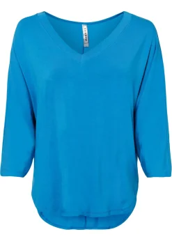 bonprix bonprix Camisetas|Novedades>Camiseta de mezcla de viscosa fluida azul mediterráneo