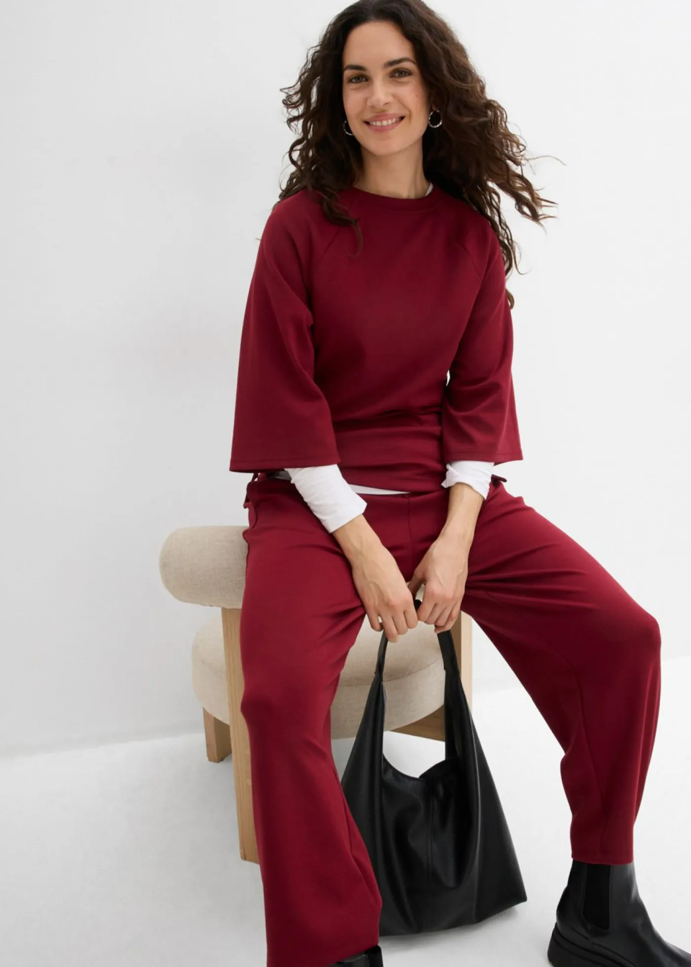 bonprix bonprix Camisetas>Camiseta de neopreno con inserto elástico Rojo rubí