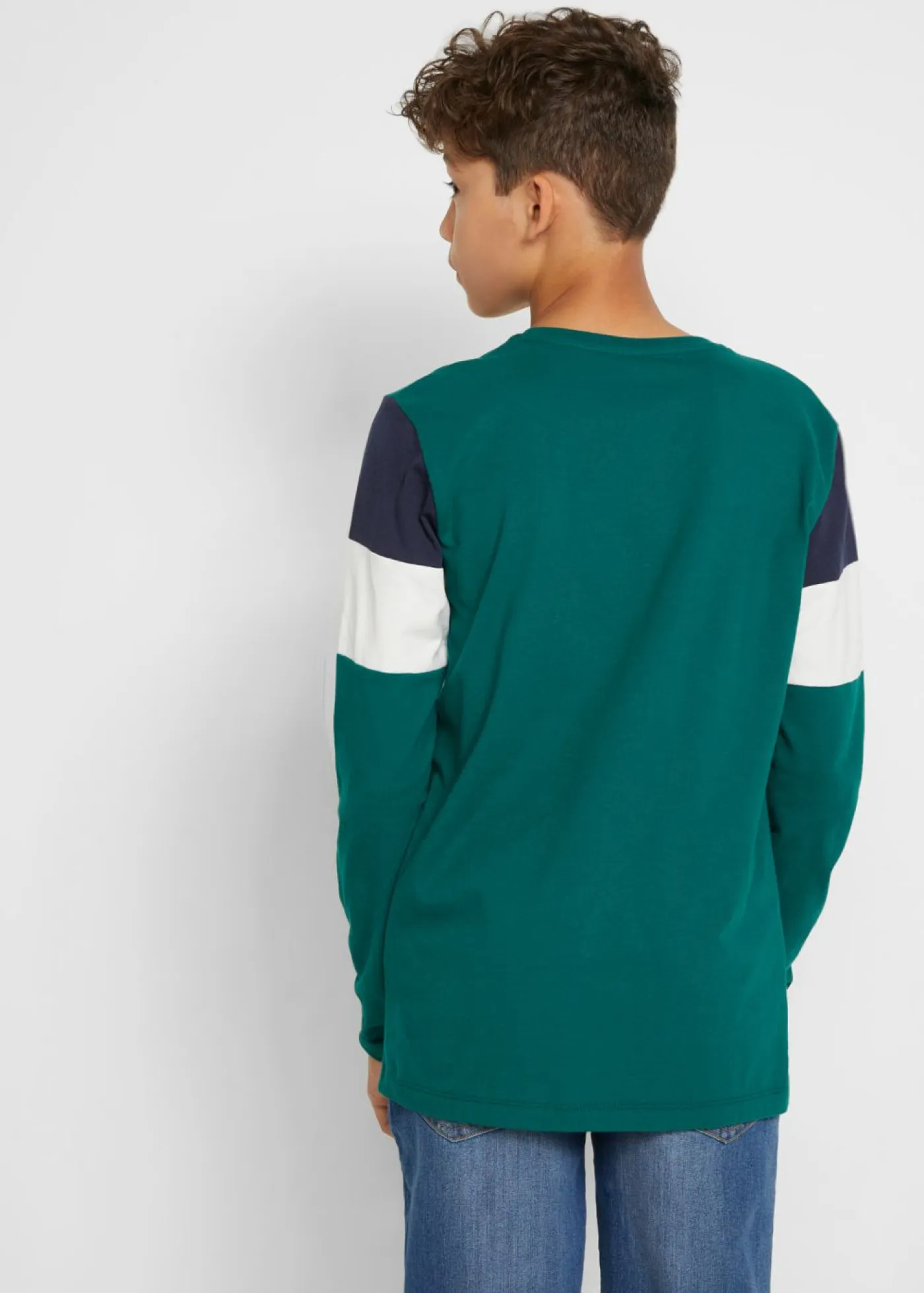 bonprix bonprix Ropa 9 A 16 Años·Camisetas|Ropa 9 A 16 Años·Packs De Ropa>Camiseta de niño de manga larga (2 unidades) verde bosque+azul marino