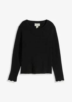 bonprix bonprix Camisetas|Ropa De Punto>Camiseta de punto con dobladillo en contraste Negro-blanco