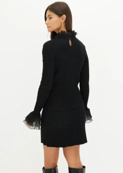 Mujer bonprix bonprix Camiseta de punto fino con volantes de gasa