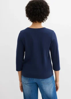 Mujer bonprix bonprix Camiseta de punto grueso de algodón orgánico puro con mangas 3/4
