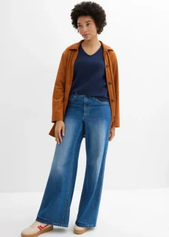 Mujer bonprix bonprix Camiseta de punto grueso de algodón orgánico puro con mangas 3/4