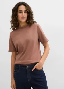 Mujer bonprix bonprix Camiseta de punto grueso de algodón orgánico puro (2 unidades)