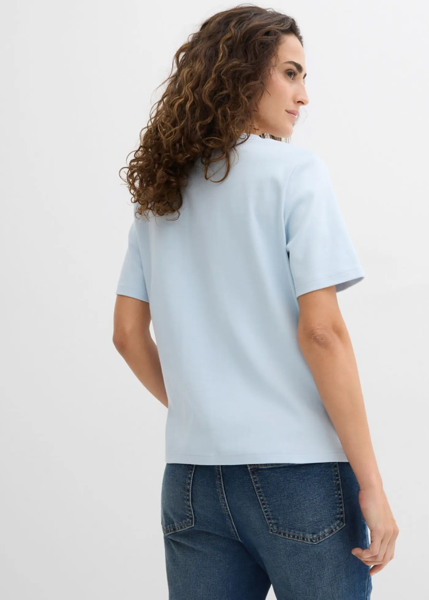 bonprix bonprix Básicos|Camisetas>Camiseta de punto grueso de algodón orgánico puro (2 unidades) azul pálido-azul marino